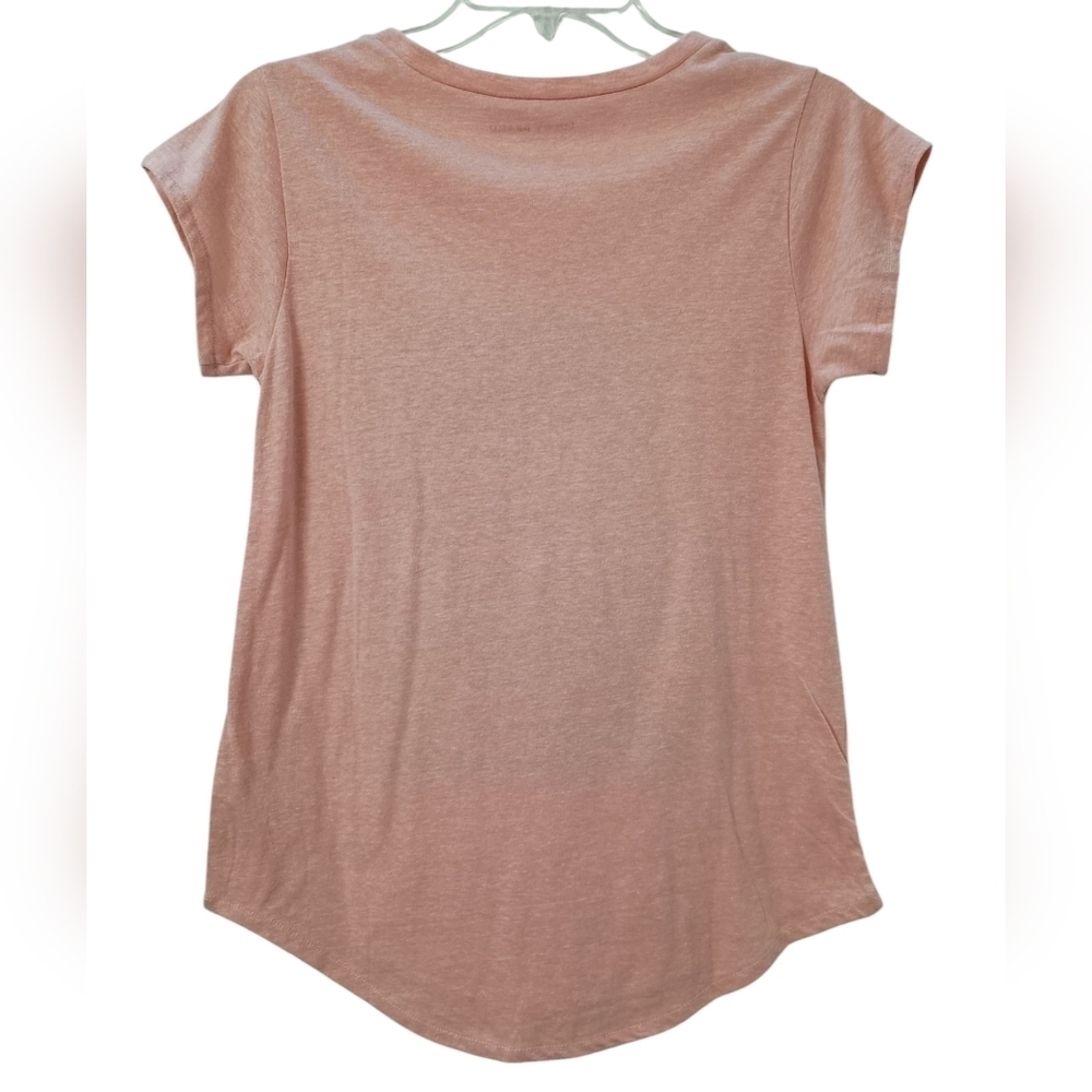 Lucky Brand T-Shirt Size Small Floral Cabbage Rose Trademark Peach Graphic Print - Picture 6 of 7